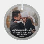 Erster Weihnachtsmann und Foto Ornament Aus Glas (Rückseite)