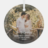 Erster Weihnachtsmann und Foto Ornament Aus Glas (Vorderseite)