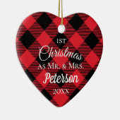Erster Weihnachtsmann und Frau Buffalo Kariert Hea Keramik Ornament (Rechts)