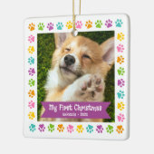 Erster Weihnachtsmann Welpe Foto Paws Multicolor Keramikornament (Links)