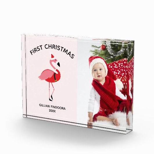 Erster Weihnachtsrosa Flamingo Santa Fotoblock (Rechts)