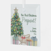 Erster Weihnachtsschwanger Weihnachtsbaum und -kri Ornament Aus Glas (Vorderseite links)