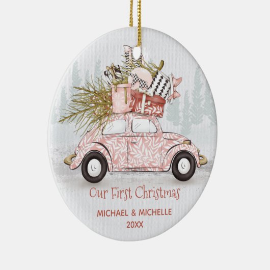 Erster Weihnachtswagen Keramik Ornament (Rechts)