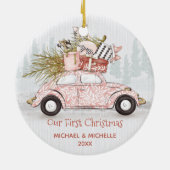 Erster Weihnachtswagen Keramik Ornament (Hinten)