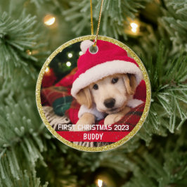 Erster Weihnachtswelpen Hund Keepake Foto Ornament