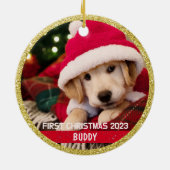 Erster Weihnachtswelpen Hund Keepake Foto Ornament (Hinten)