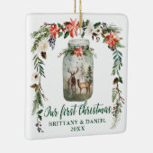 Erster WeihnachtsWinter Blumenhändler Grün Keramikornament (Rechts)