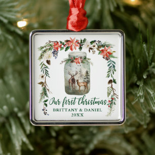 Erster WeihnachtsWinter Blumenhändler Grün Ornament Aus Metall