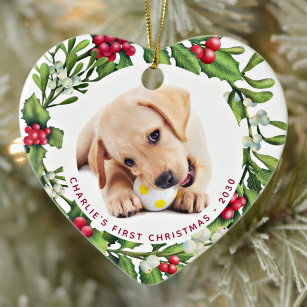 Erster Welpen Hund Custom Pet Foto Herz Keramik Ornament