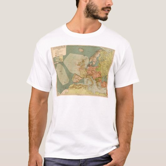 Erster Weltkrieg deutsche Unterwasser (U-Boot) Map T-Shirt (Vorderseite)