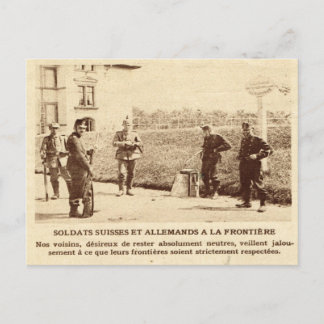 Erster Weltkrieg, Schweizer und deutsche Soldaten, Postkarte