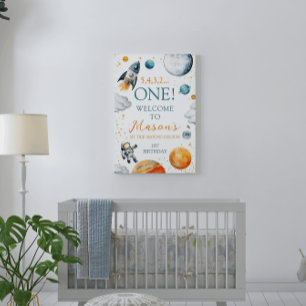 Erster Weltraum-Abenteuer-Junge-Birthday-Willkomme Poster