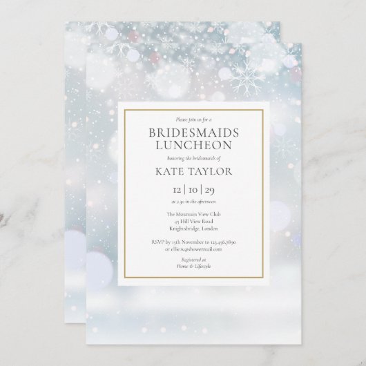 Erster Winter Schneeflocken Bridesmaier Einladung (Vorne/Hinten)