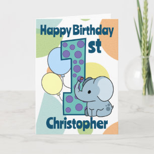 Erstes 1. Geburtstag-Elefant Maßgeschneidert Karte