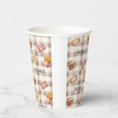 Erstes Baby-Q Gingham-Muster BBQ Picknick Geburtst Pappbecher (Rechts)