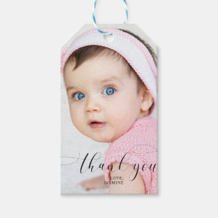 Erstes Babygeburtstags-Dankeschön Elegantes Skript Geschenkanhänger