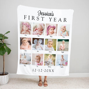 Erstes Babyjahr-Fotocollage Fleecedecke