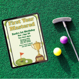 Erstes beherrschtes Jahr, Golfen zum 1. Geburtstag Einladung