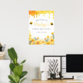 Erstes Bienentag 1. Geburtstags-Willkommensschild Poster (Heimbüro)