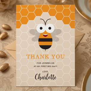 Erstes Bienentag Geburtstag Honigbiene Baby Mädche Dankeskarte