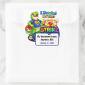 Erstes Bowling-Strike eines Kindes | Personalisier Quadratischer Aufkleber (Tasche)