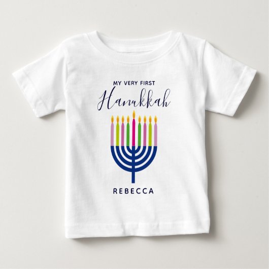 Erstes Chanukka mit Kerzen Baby T-shirt (Vorderseite)