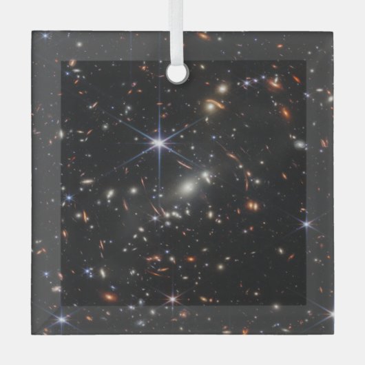 Erstes Deep Field of Universe von James webb Ornament Aus Glas (Vorderseite)