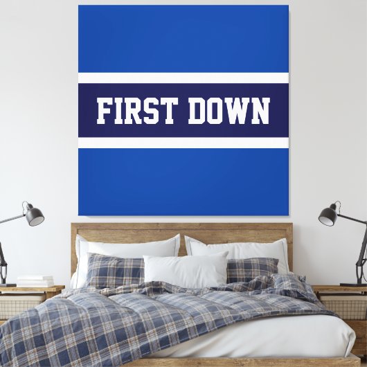ERSTES DOWN Bold Navy Royal Blue White Stripes Leinwanddruck (Insitu (Schlafzimmer))