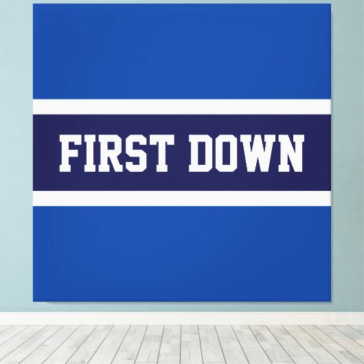 ERSTES DOWN Bold Navy Royal Blue White Stripes Leinwanddruck (Insitu (Holzboden))