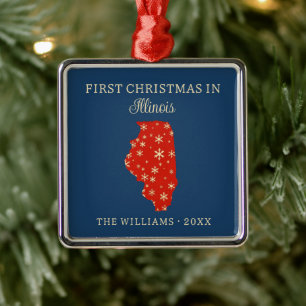 Erstes Familienweihnachten im US-Bundesstaat Illin Ornament Aus Metall