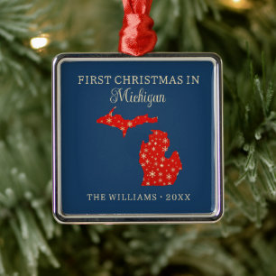 Erstes Familienweihnachten in Michigan, USA-Bundes Ornament Aus Metall