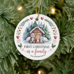 Erstes Familienweihnachten nach Maß Keramik Ornament