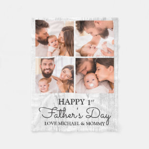 Erstes Fathers Day Papa Baby-Fotocollage Fleecedecke
