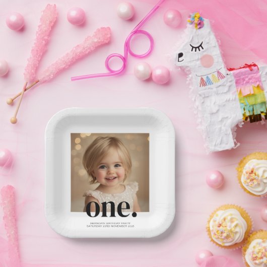 erstes Foto-Acrylic-Zeichen am Bithday in Schwarzw Pappteller (Party)