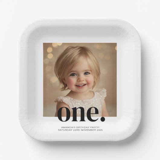 erstes Foto-Acrylic-Zeichen am Bithday in Schwarzw Pappteller (Vorderseite)