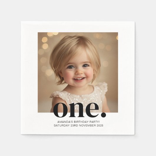 erstes Foto-Acrylic-Zeichen am Bithday in Schwarzw Serviette (Vorderseite)