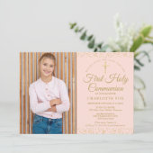 Erstes Foto der heiligen Kommune Blush Pink Goldst Save The Date (Stehend Vorderseite)