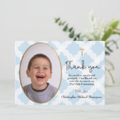 Erstes Foto der heiligen Kommunion danken Ihnen Dankeskarte (Stehend Vorderseite)