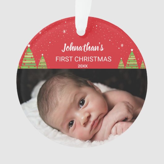 Erstes Foto des Babys Weihnachts Ornament (Vorderseite)