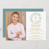 Erstes Foto des Heiligen Kommunion Greenerity Gold Einladung (Vorne/Hinten)