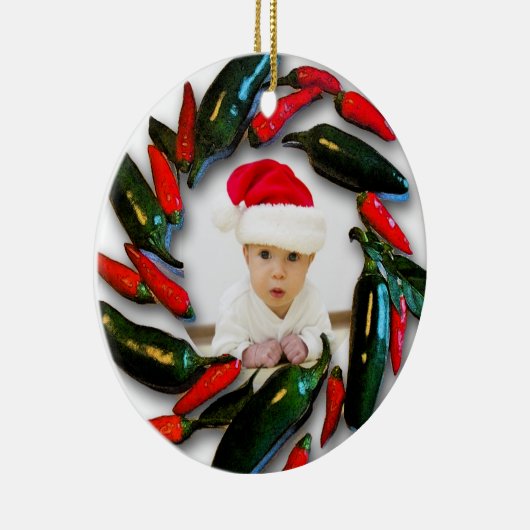 Erstes Foto des Pfefferwreath-Babys Weihnachts Keramikornament (Rechts)