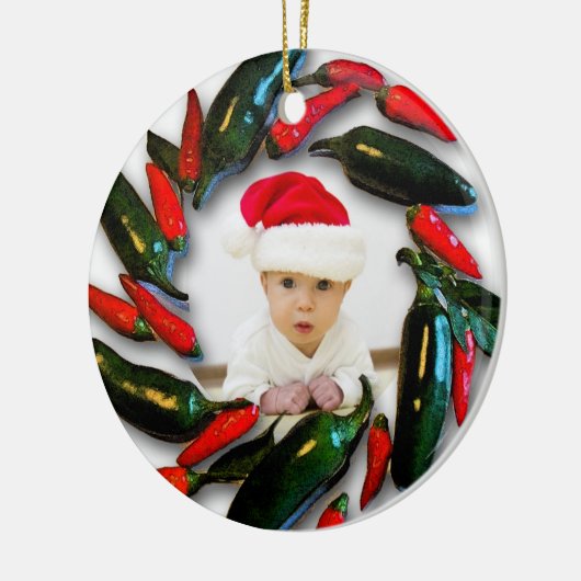 Erstes Foto des Pfefferwreath-Babys Weihnachts Keramikornament (Links)