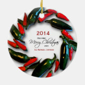 Erstes Foto des Pfefferwreath-Babys Weihnachts Keramikornament (Hinten)