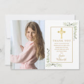 Erstes Foto für das Heilige Kommunion, Goldkreuz Dankeskarte (Vorderseite)