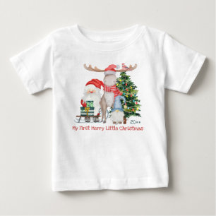 Erstes fröhliches kleines Weihnachtsfest Süßer Wei Baby T-shirt