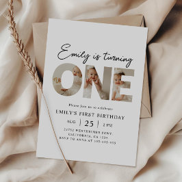 Erstes Geburtstag Foto Minimal 1. Geburtstag Party Einladung