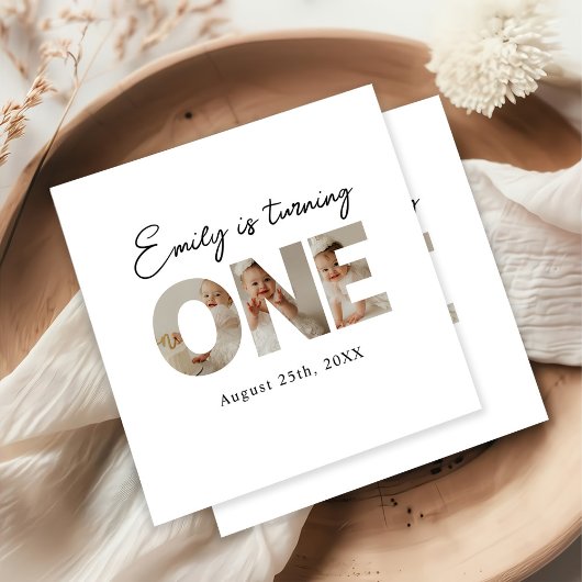 Erstes Geburtstag Foto Minimal 1. Geburtstag Party Serviette