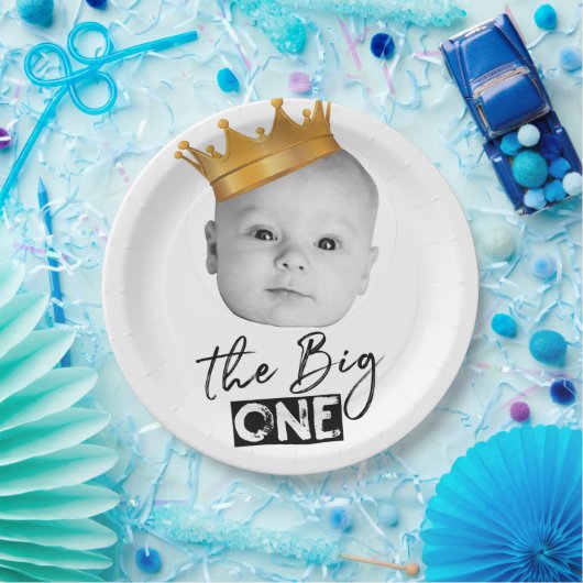 Erstes Geburtstag Modernes Foto Pappteller (Party)