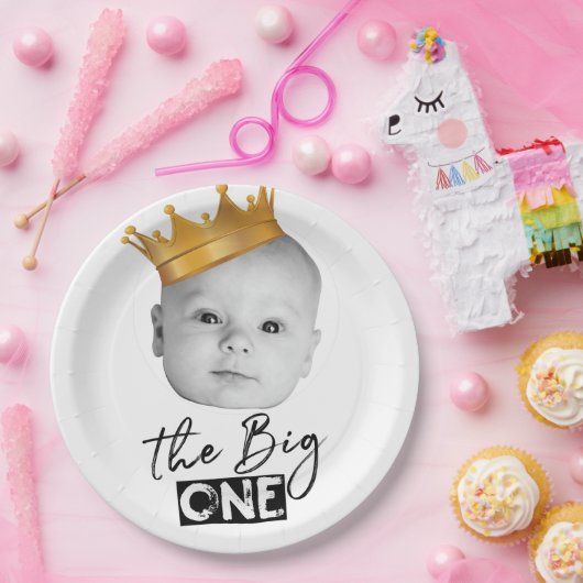 Erstes Geburtstag Modernes Foto Pappteller (Party)