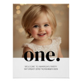 Erstes Geburtstags-Foto-Poster in Brown & White Poster (Vorderseite)